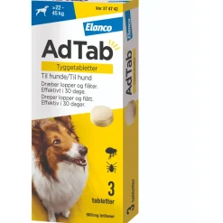 AdTab til hunde 22–45 kg 900 mg – stærk loppe- og flåttablet til store hunde