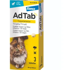 AdTab til katte 2,0-8,0 kg 48 mg - loppe- og flåtmiddel i tabletform