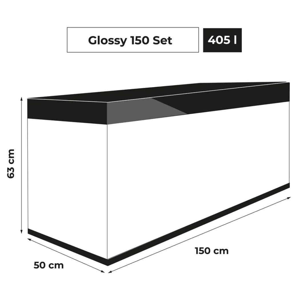 Akvarium Glossy 150 Sort 472 Liter