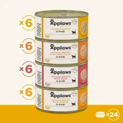 Applaws kattevådmad Kylling Bouillon Multipack 24x70 g