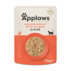 Applaws Kattevådmad kylling og laks i bouillon 70 g pose