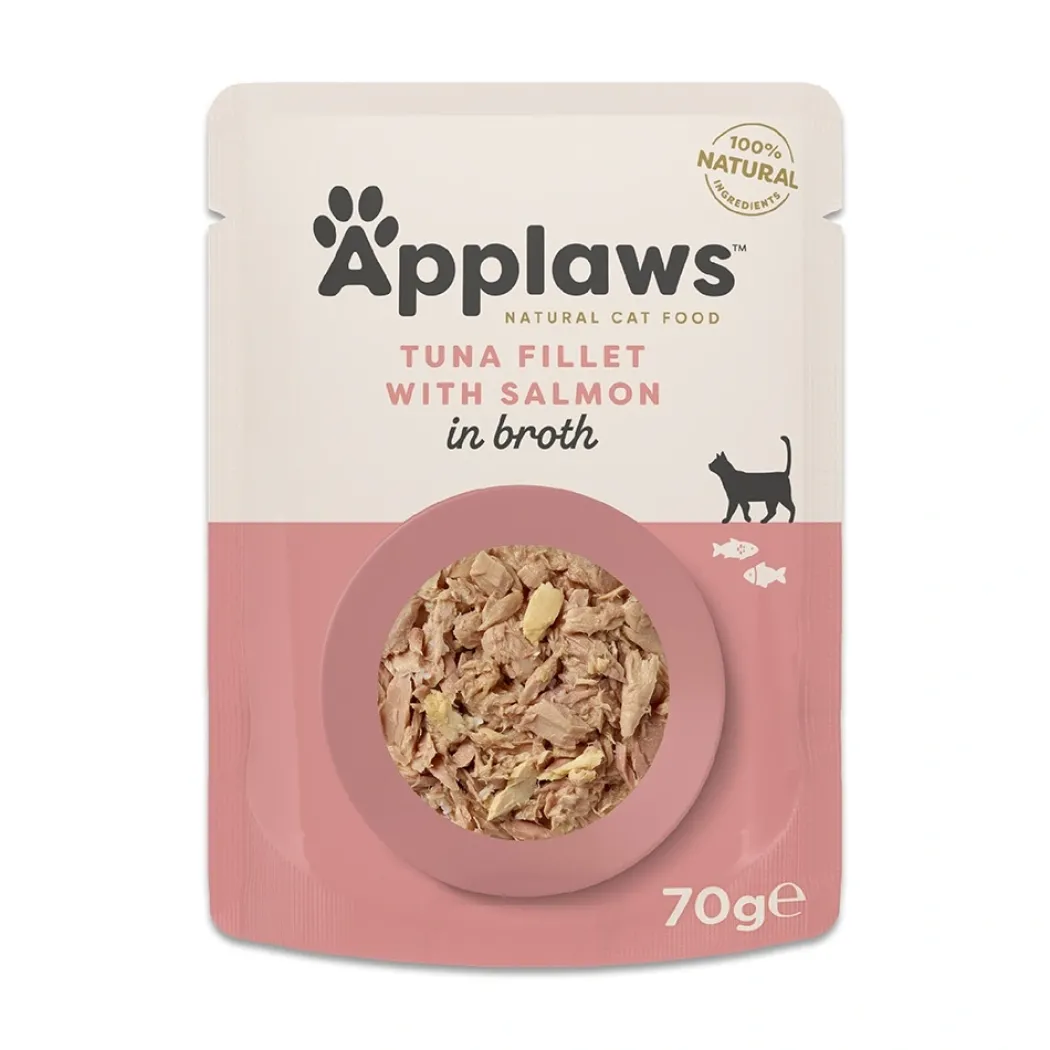 Applaws Kattevådmad Tun og laks i bouillon 70 g
