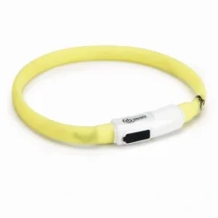Beeztees LED Halsbånd til katte og små hunde Gul 30 cm - Opladeligt og tilpasset pasform
