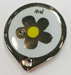 Blomst hundetegn med diamant hvid
