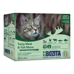 Bozita Feline Kød & Fisk i gele 12 x 85 g - kyllingelever, oksekød, laks og aborre