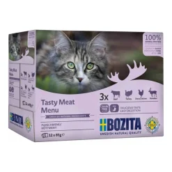 Bozita Feline Kød i sovs 12 x 85 g - oksekød, kalkun, kylling og rensdyr