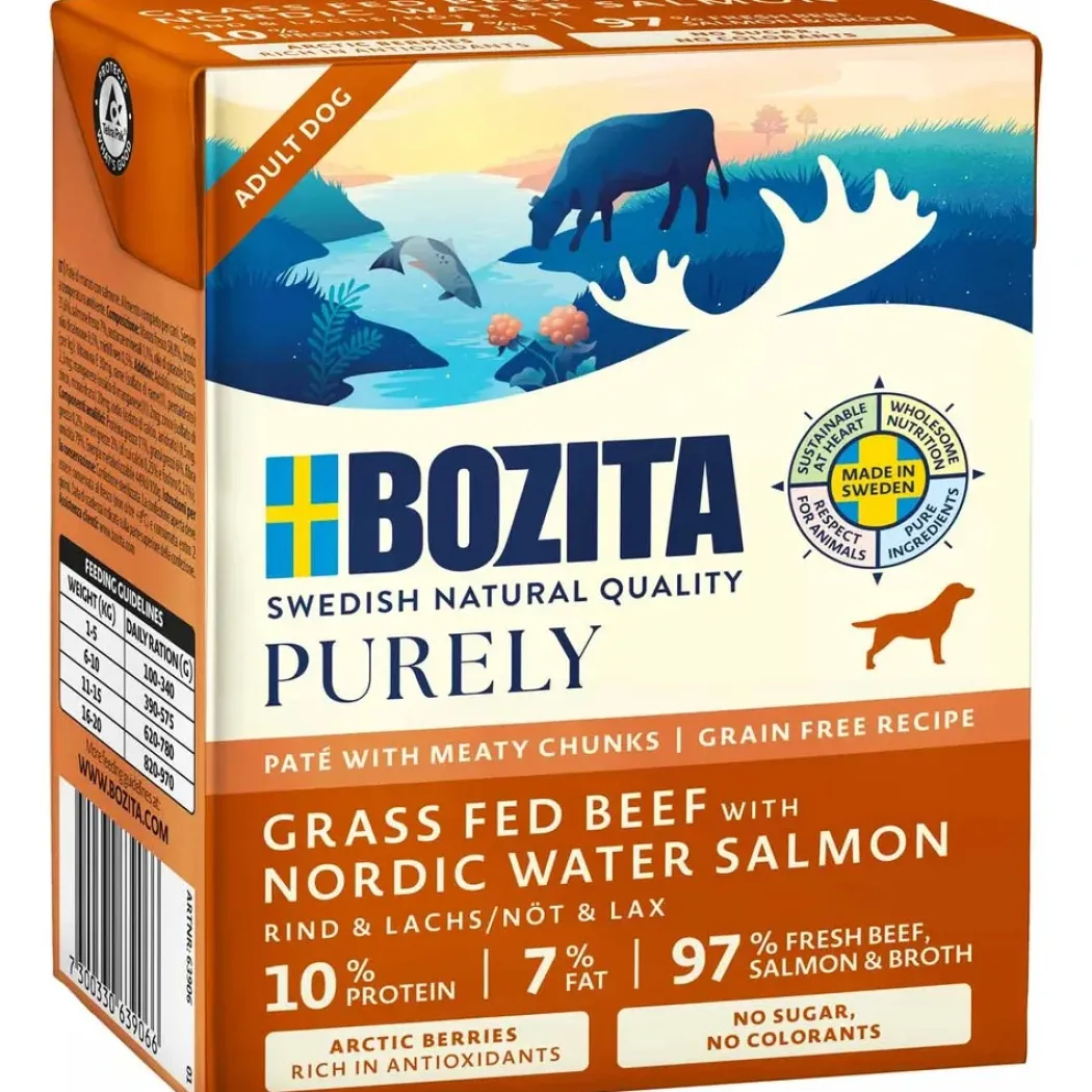 Bozita Hund Purely Pate bøf og laks 370 g - Naturligt og saftigt