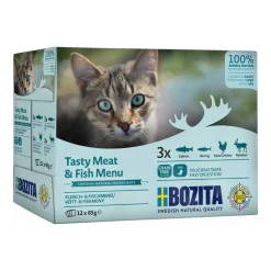 Bozita Kød & Fisk i sovs 12 x 85 g - laks, sild, kylling og rensdyr