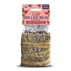 Burgess Excel Forage og Feast mini bale med hyben 100 g - Naturlig aktivering og tyggeglæde