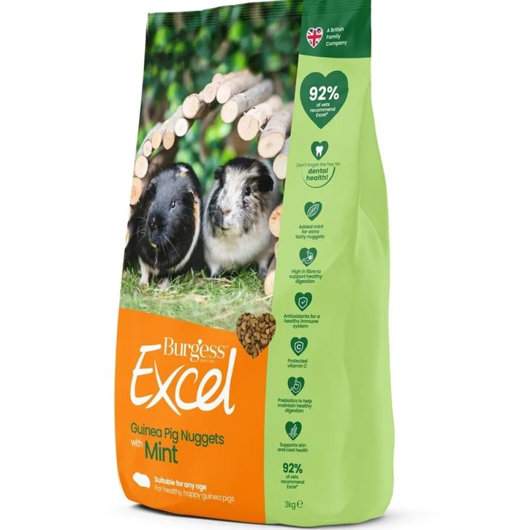 Burgess Excel Guinea Pig 3 kg - Højt fiberindhold med mint og C-vitamin