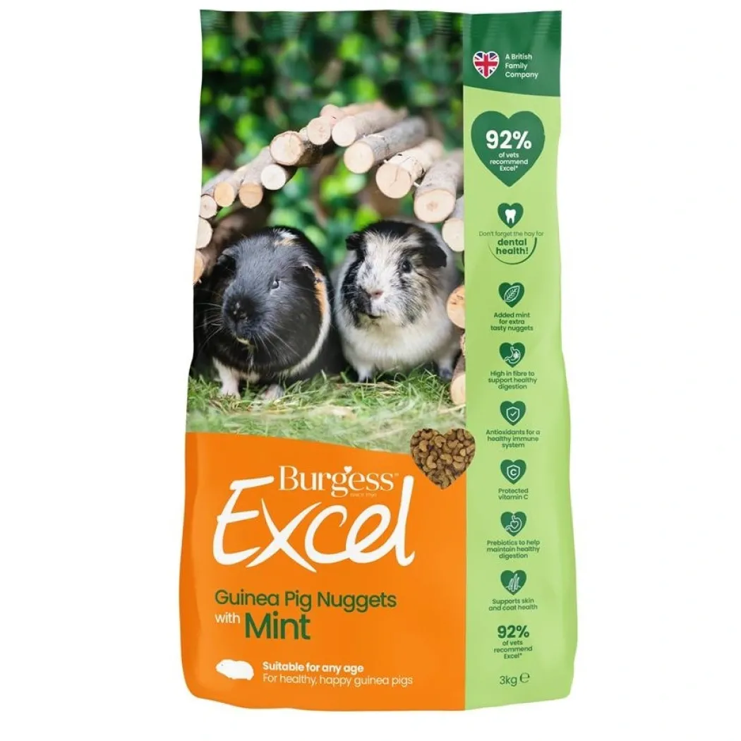 Burgess Excel Guinea Pig 3 kg - Højt fiberindhold med mint og C-vitamin