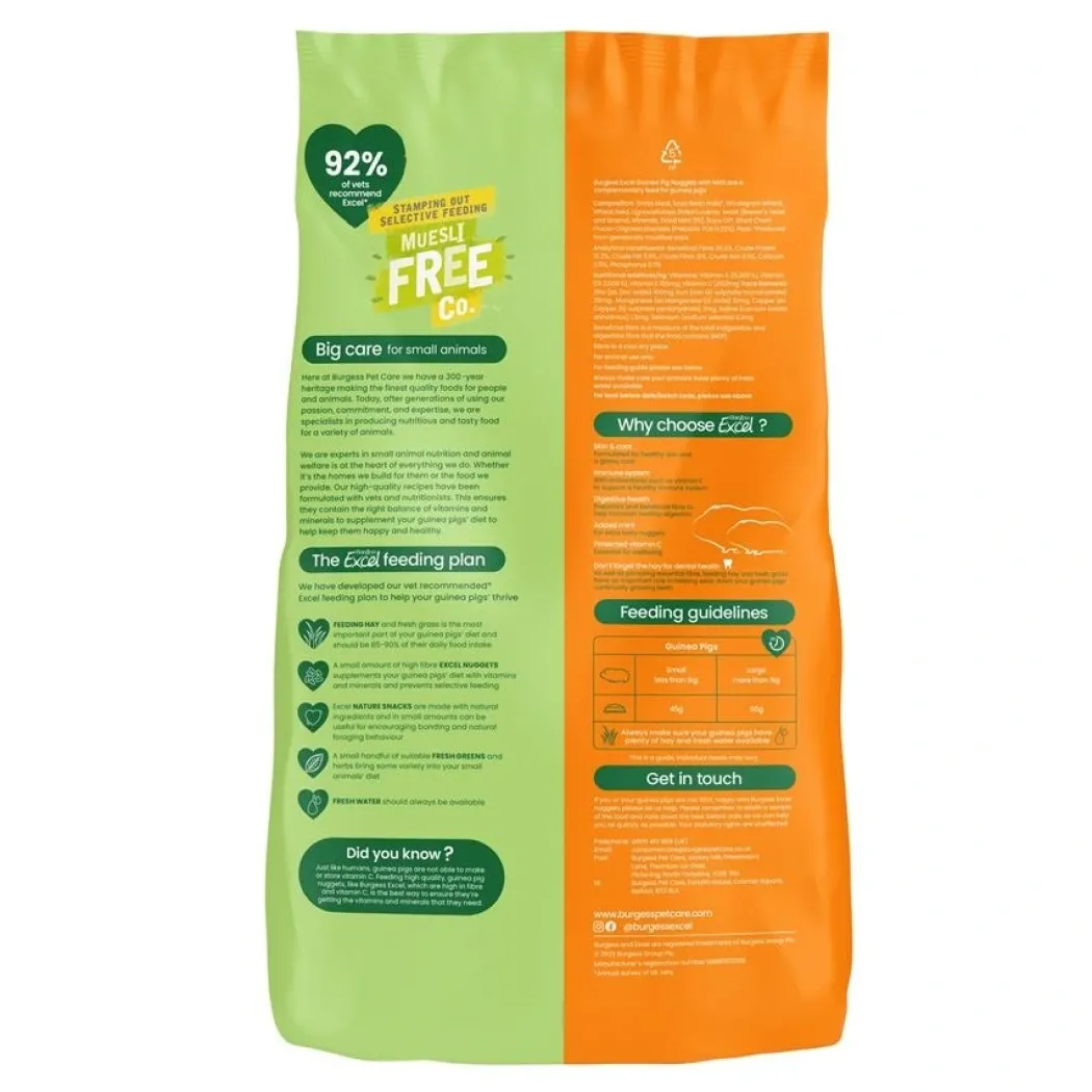 Burgess Excel Guinea Pig 3 kg - Højt fiberindhold med mint og C-vitamin