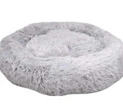 Cushion Krems fluffy rund hundeseng medium lysegrå