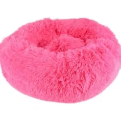 Cushion Krems fluffy rund hundeseng small Pink