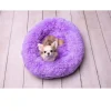 Cushion Krems fluffy rund hundeseng small lilla