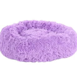 Cushion Krems fluffy rund hundeseng small lilla