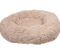 Cushion Krems fluffy rund hundeseng small beige