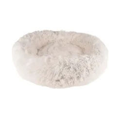Cushion Krems fluffy rund hundeseng small hvid