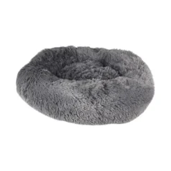 Cushion Krems fluffy rund hundeseng small grå