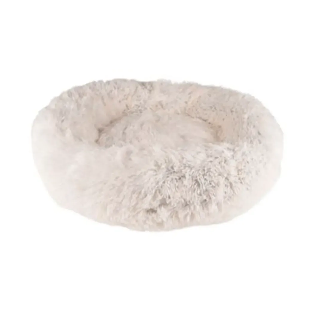 Cushion Krems fluffy rund hundeseng medium hvid