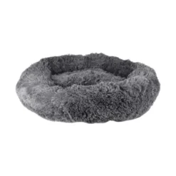 Cushion Krems fluffy rund hundeseng medium grå