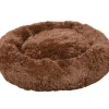 Cushion Krems fluffy rund hundeseng medium mørkebrun