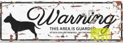 D&D WARNING SIGN Bull Terrier Hvid