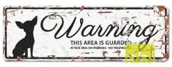 D&D WARNING SIGN Mini Chihuahua Hvid