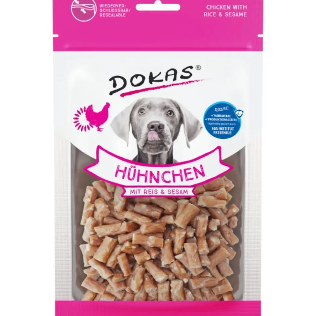 Dokas Kylling med ris og sesam 70 g - sprøde hundesnacks