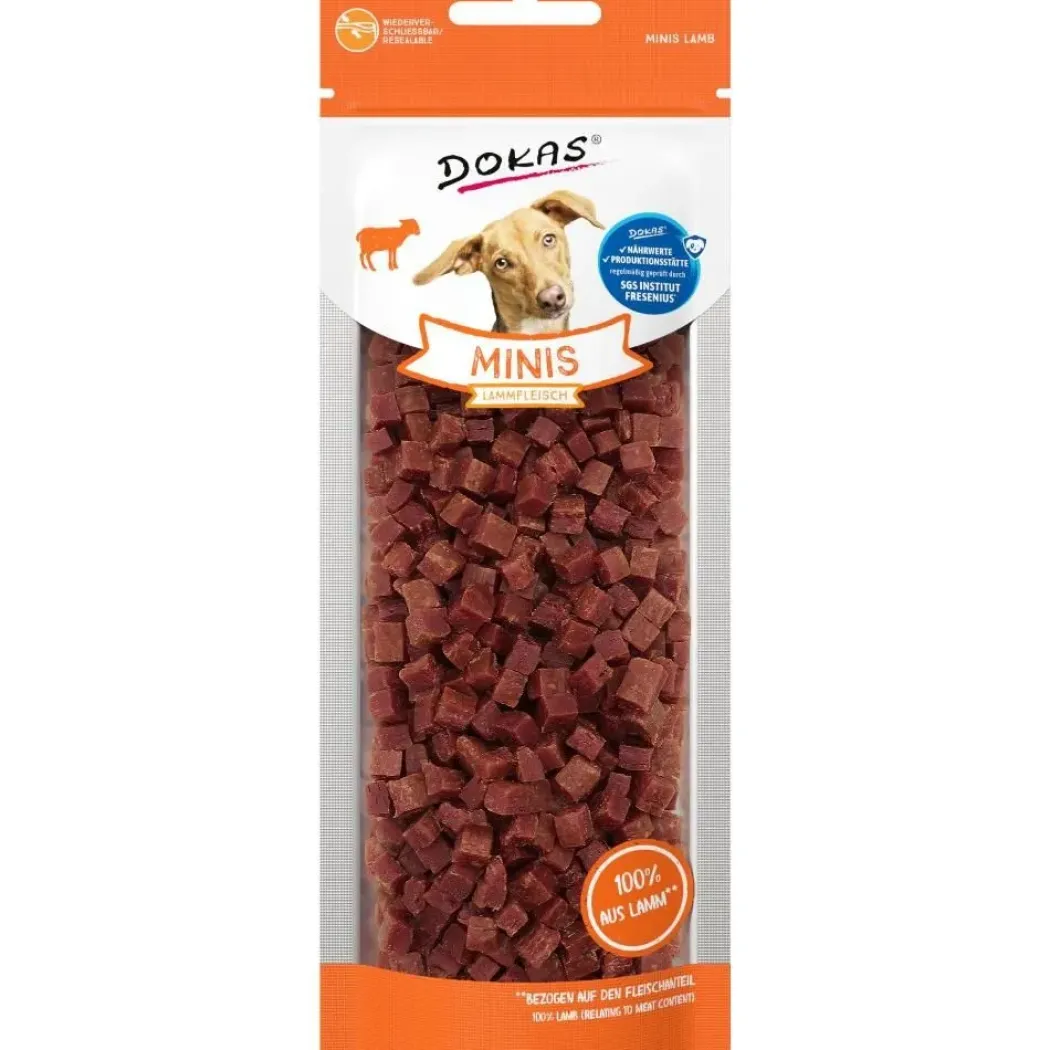 Dokas Minis lam 70 g - små naturlige hundesnacks