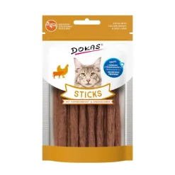 Dokas Sticks med kylling og okselever 30 g - naturlige kattegodbidder