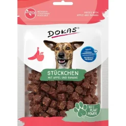 Dokas Stykker med æble og banan 105 g - frugtige hundesnacks