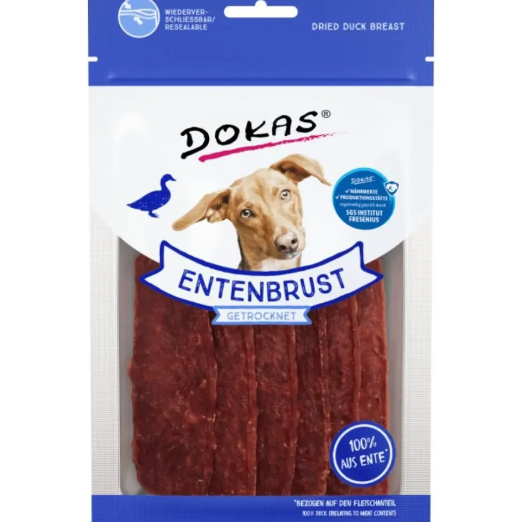 Dokas Tørrede andebrystskiver 70 g - naturlige hundesnacks