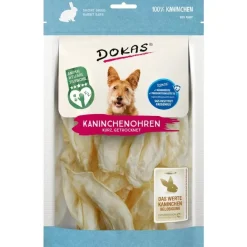 Dokas Tørrede kaninører 70 g - naturlige tyggegodbidder til hunde