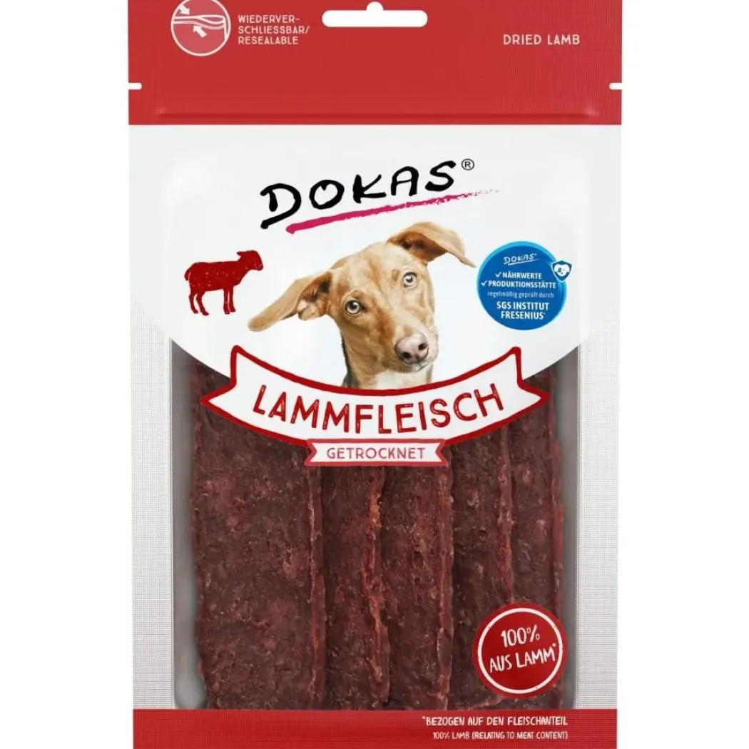Dokas Tørrede lammekødsskiver 70 g - lækre hundesnacks af lam