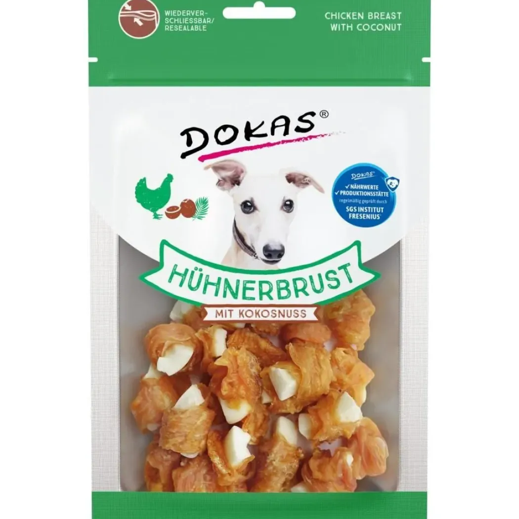 Dokas Tørret kyllingebryst med kokos 60 g - naturlige hundesnacks