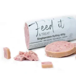 Feedit & Treat Pure Chicken 400 g - naturlig kyllingeskærepølse til hund og kat