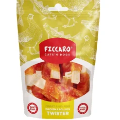 FICCARO Hundesnack Kylling & Sej Twister - kylling og sej i snoede sticks 100 g
