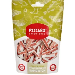 FICCARO Hundesnack Kylling & Torsk Sandwich Small - små sandwichstykker 100 g