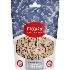 FICCARO Hundesnack Torsk & Blåbær Soft Cubes - bløde tern af torsk og blåbær 100 g