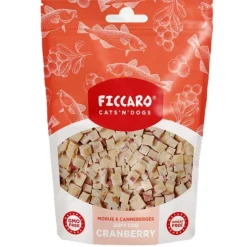 FICCARO Hundesnack Torsk & Tranebær Soft Cubes - bløde tern af torsk og tranebær 100 g