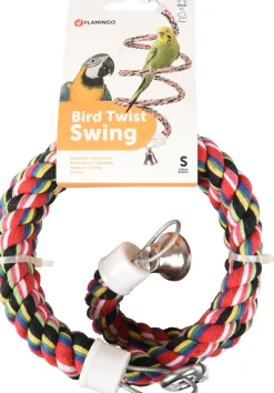 Flamingo Fugle Legetøj Reb multifarvet S Ø 1,5 cm - Fuglegynge med klokke