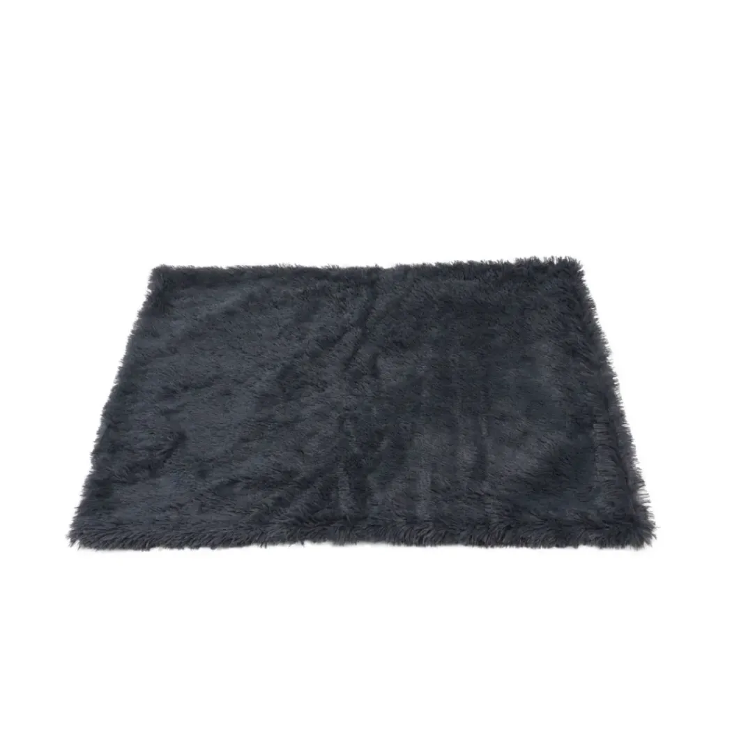 Fluffy hundetæppe 100x70 cm koksgrå til hund - blødt underlag med skridsikker bund