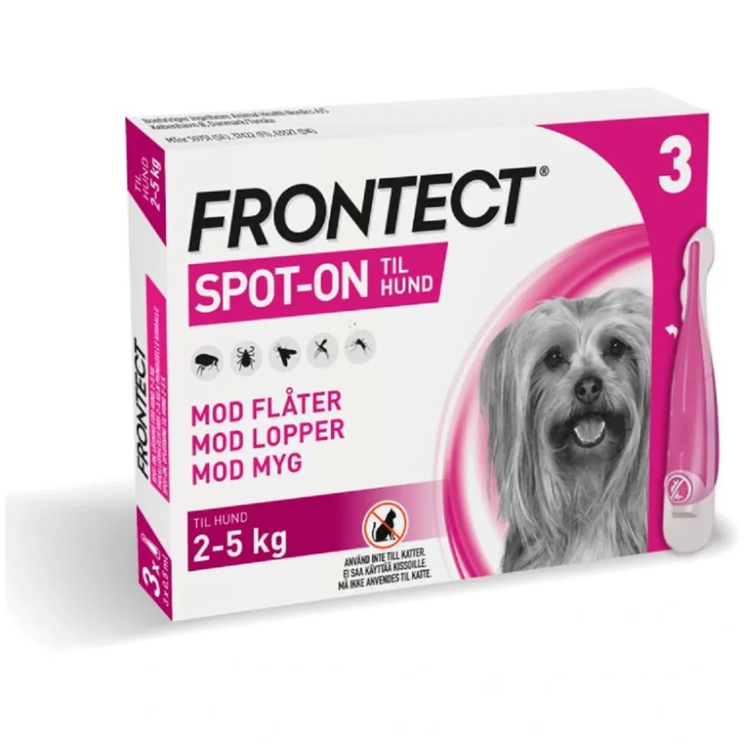Frontect spot on 3 x 0,5 ml til hunde 2-5 kg - effektiv beskyttelse mod parasitter