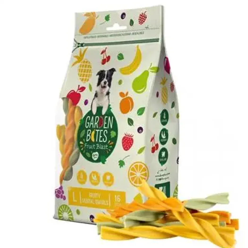 Garden Bites Fruity Dental Swirls Mix 13 cm 15 stk (vegetabilsk) - tandrensende hundesnacks