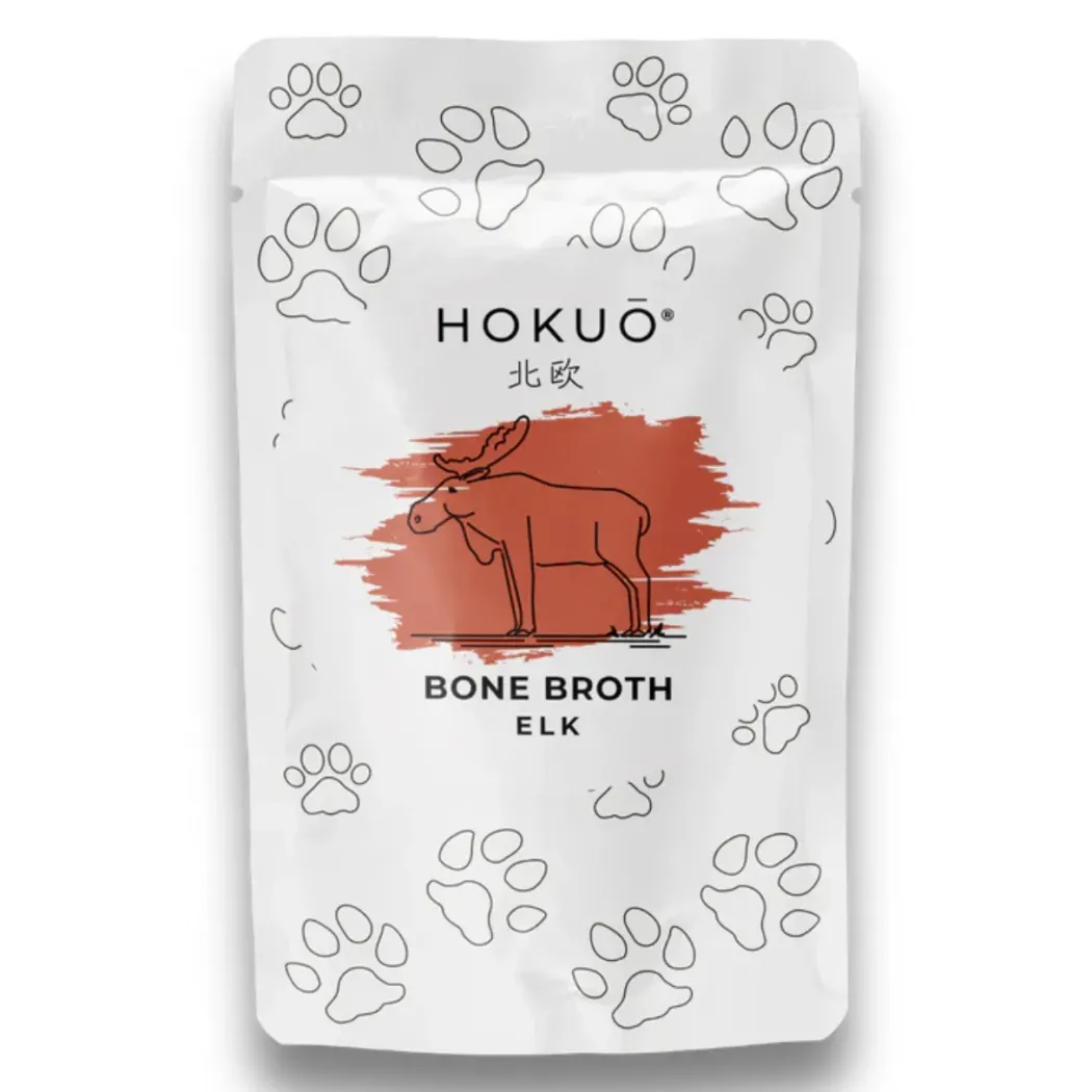 Hokuo Elk Bone Broth 100 ml - naturlig elgbouillon til hunde og katte