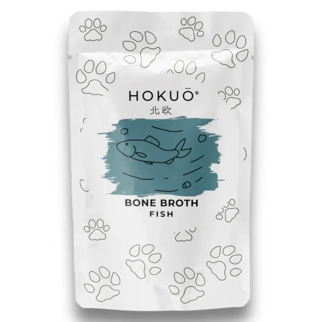 Hokuo Fish Bone Broth 100 ml - naturlig fiskebouillon til hunde og katte