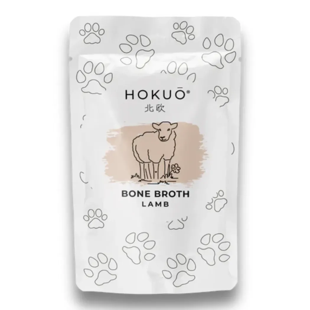 Hokuo Lamb Bone Broth 100 ml - naturlig lammebouillon til hunde og katte