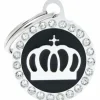Hundetegn My Family Glam Cirkel med Krone lille sort/sølv