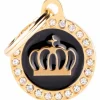 Hundetegn My family Glam Cirkel med Krone lille sort/guld
